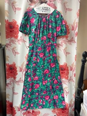 Floral a line dress with slit